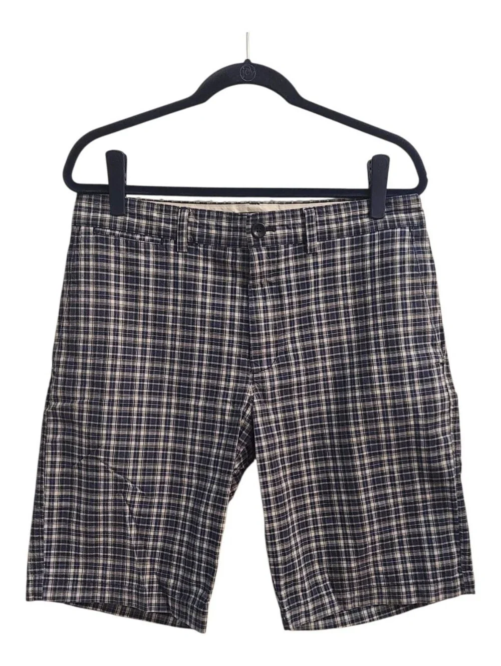 Banana Republic Plaid Flat Front Shorts Men’s Size 32 Blue Gray Casual Preppy